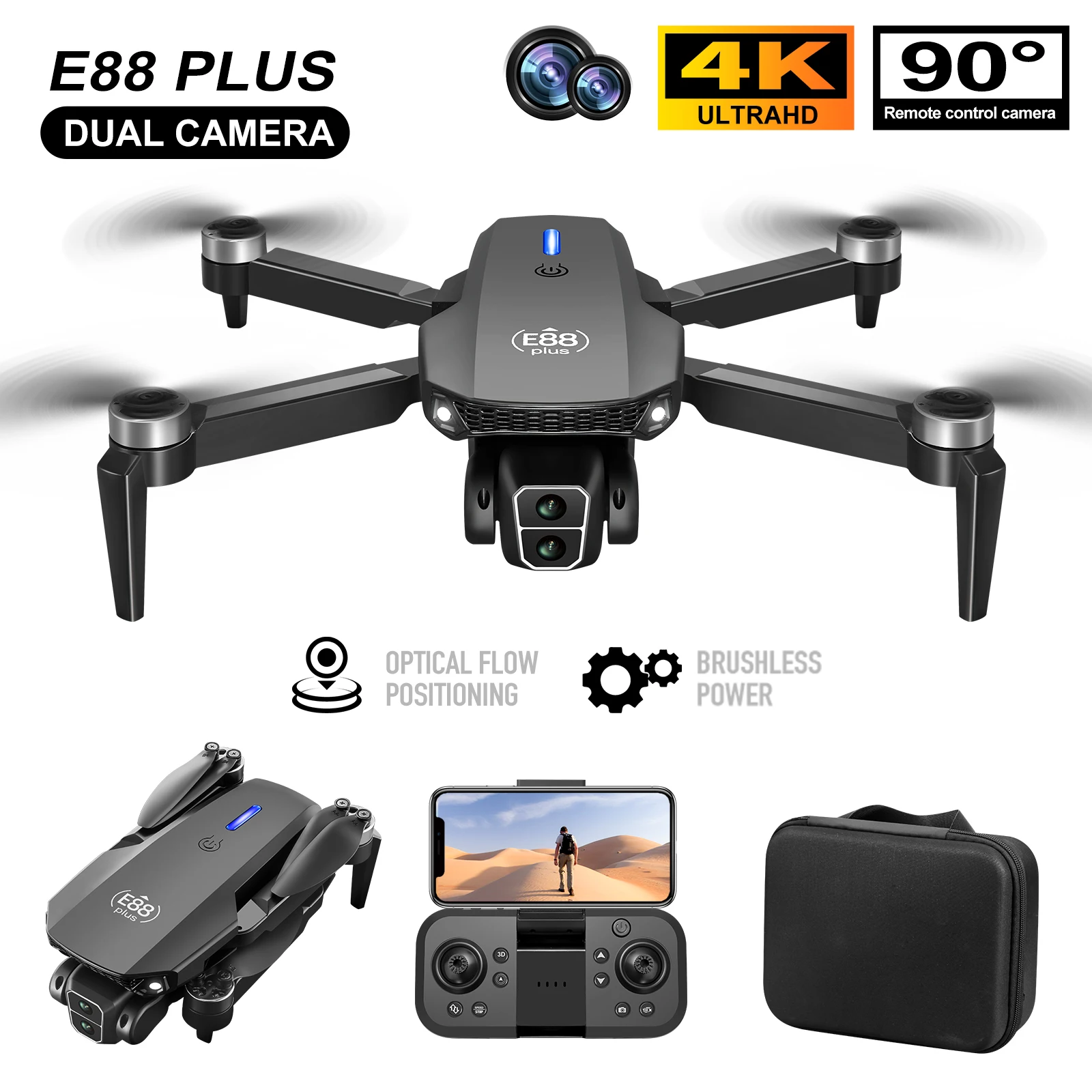 Nuevo Dron cuadricóptero E88 P - Rc Helicopter Electric reseña y precio